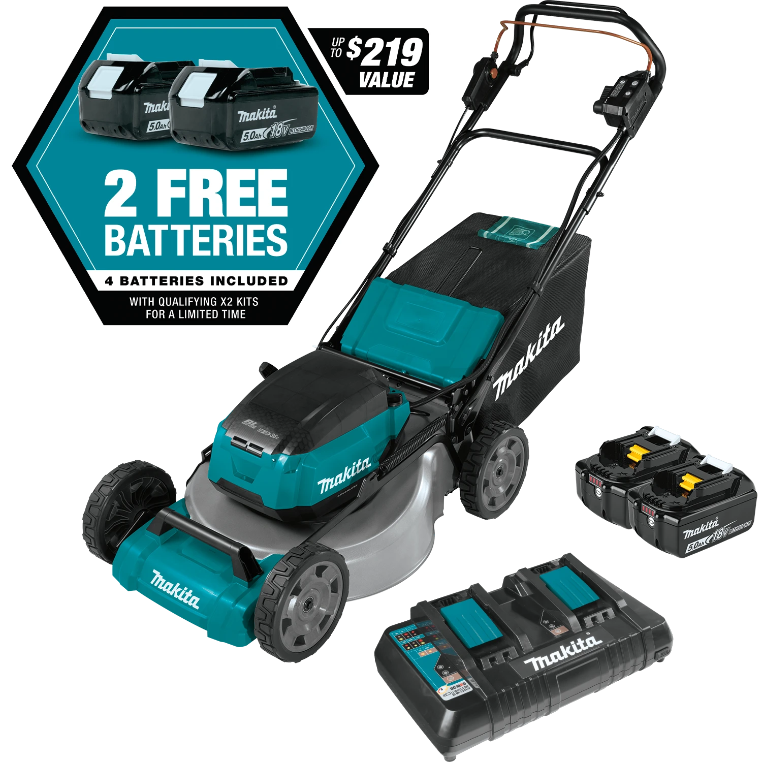Makita 36V (18VX2) LXT 21″ Self Propelled Walk Mower #XML08PT1 1 Makita 36V (18VX2) LXT 21″ Self Propelled Walk Mower #XML08PT1